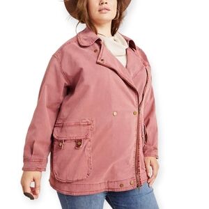 By Anthropologie A+ Plus Size Letty Relaxed Moto Parka Utility Barn Coat 1X